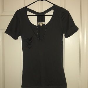 Unique cut, V neck Steve Madden T-shirt